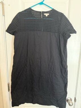 GAP Black Eyelet Shift Dress with Back Zipper and Crochet Details